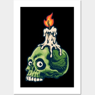 halloween character candle skull Posters and Art